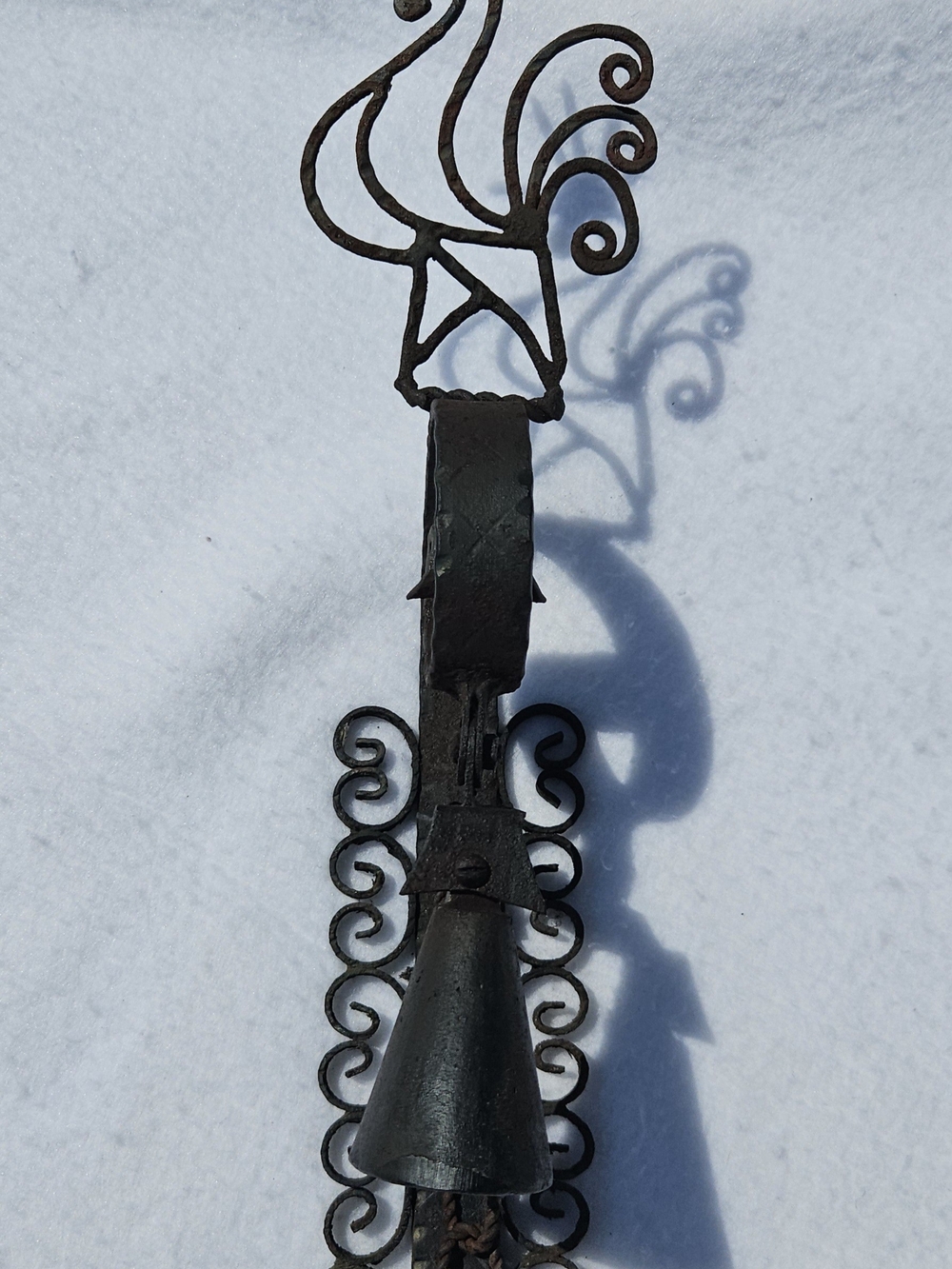 Vintage Hand-forged Wrought Iron Wall-mount Rooster Door Bell Rustic Farmhouse
